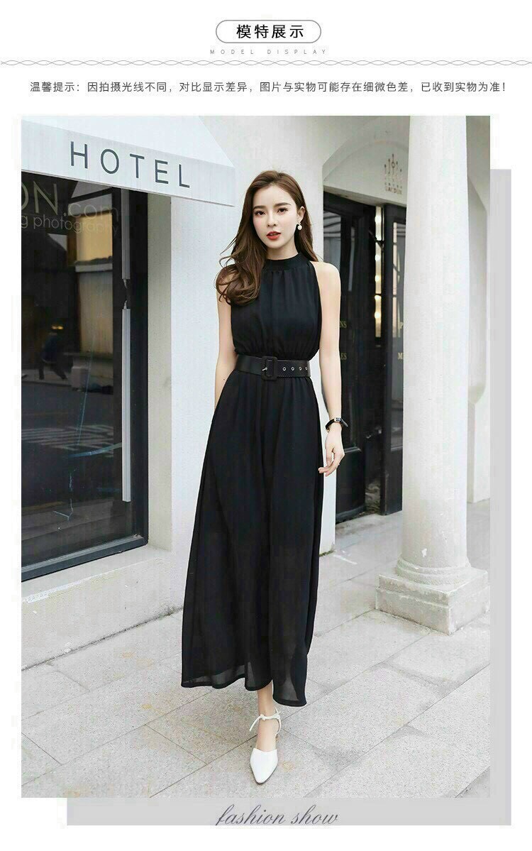 đầm dài maxi chất chifon cổ trụ kèm nịt