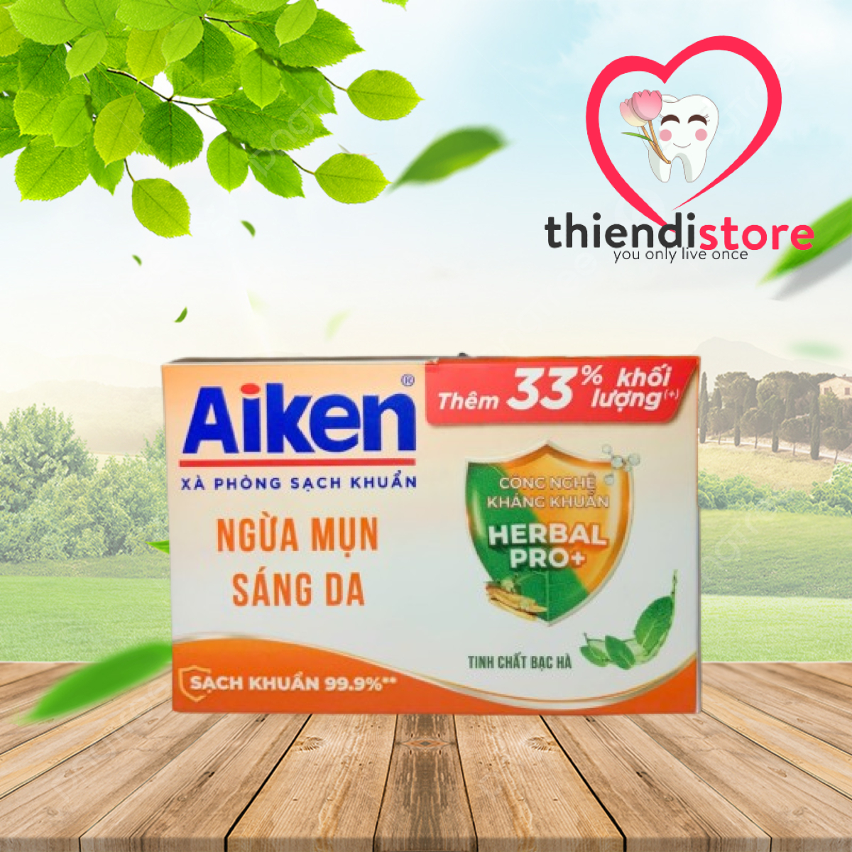 [Tăng 33%] Xà Bông Cục Aiken Kháng Khuẩn 120g – Làm Sạch Dịu Nhẹ, Bảo Vệ Da Mỗi Ngày