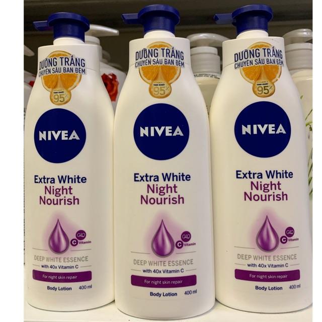 kho sẵn sàng♘☸◆  Sữa Dưỡng Thể Trắng Da Nivea Extra White Ban Đêm 400ml