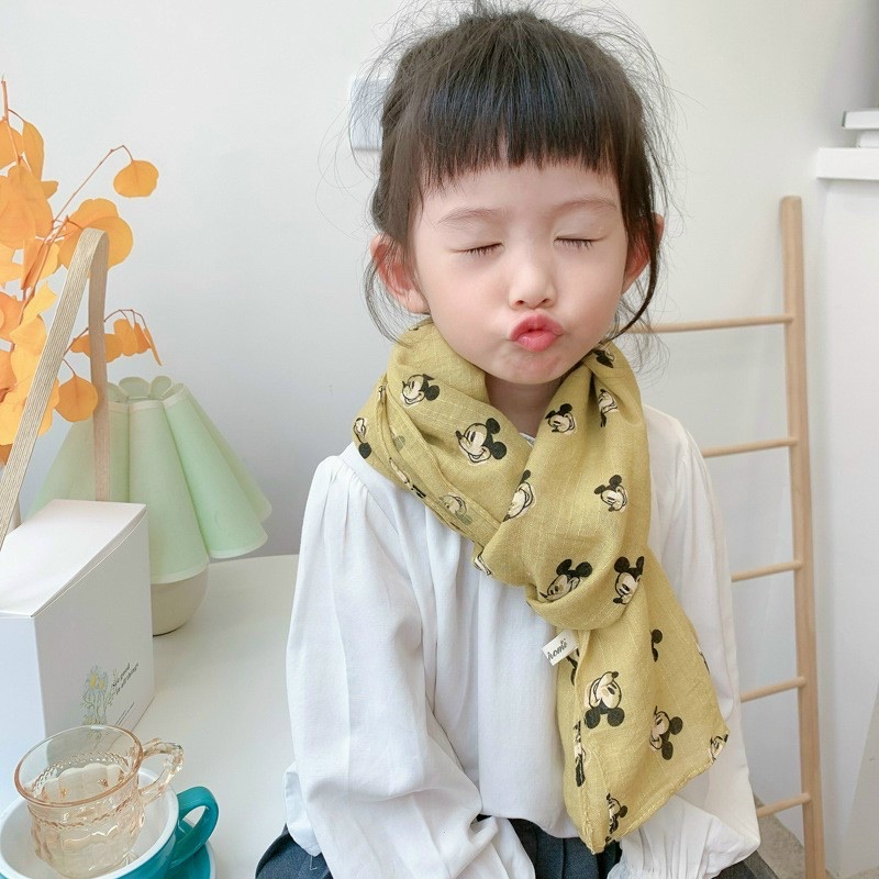 Khăn choàng lụa đũi cho bé gái, Khăn quấn cổ hàn quốc