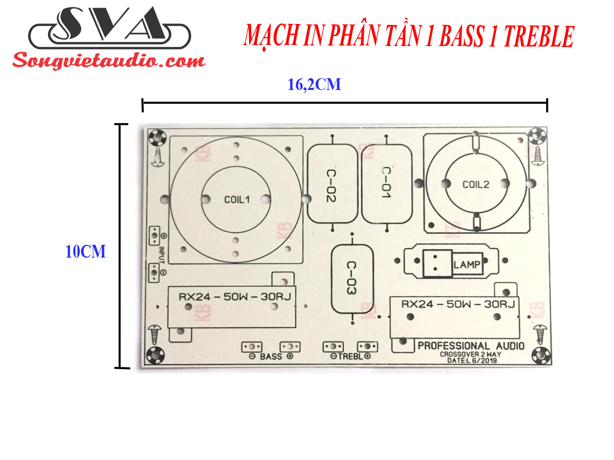 MẠCH IN PHÂN TẦN 1 BASS 1 TREBLE - 1 MIẾNG