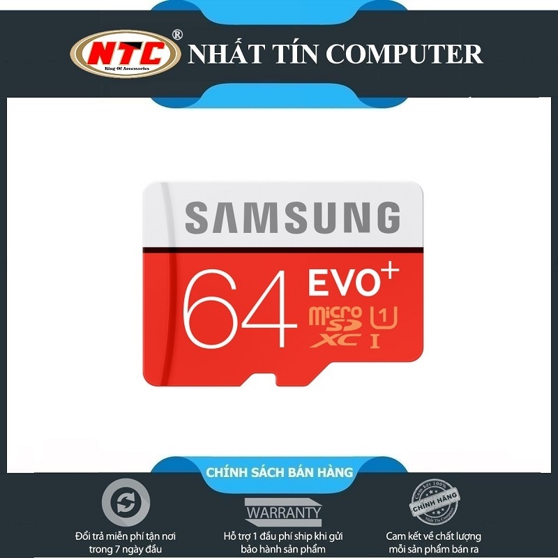 Thẻ nhớ MicroSDXC Samsung Evo+ 64GB UHS-I U1 80MB/s - Không Box (Đỏ)