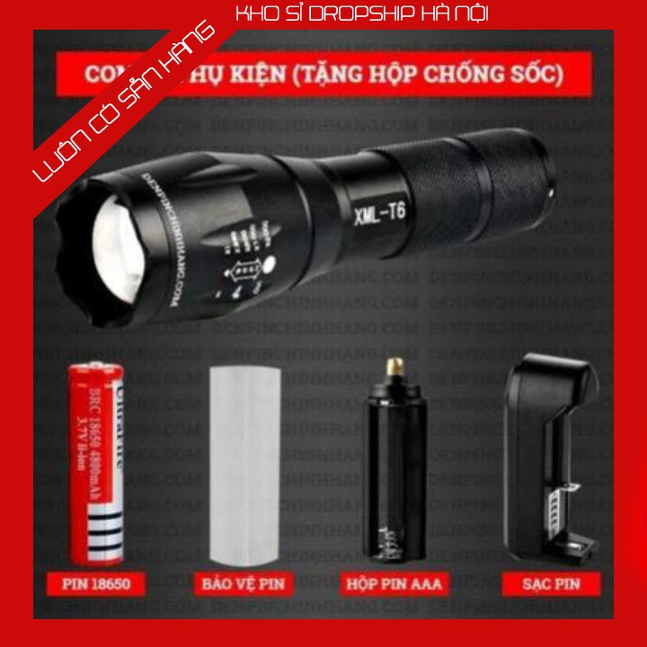 Đèn pin siêu sáng bóng led xml t6  bin mini cầm tay