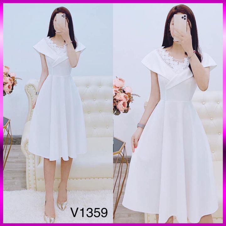 [HCM]Đầm xòe công chúa thiết kế cổ ren V1359