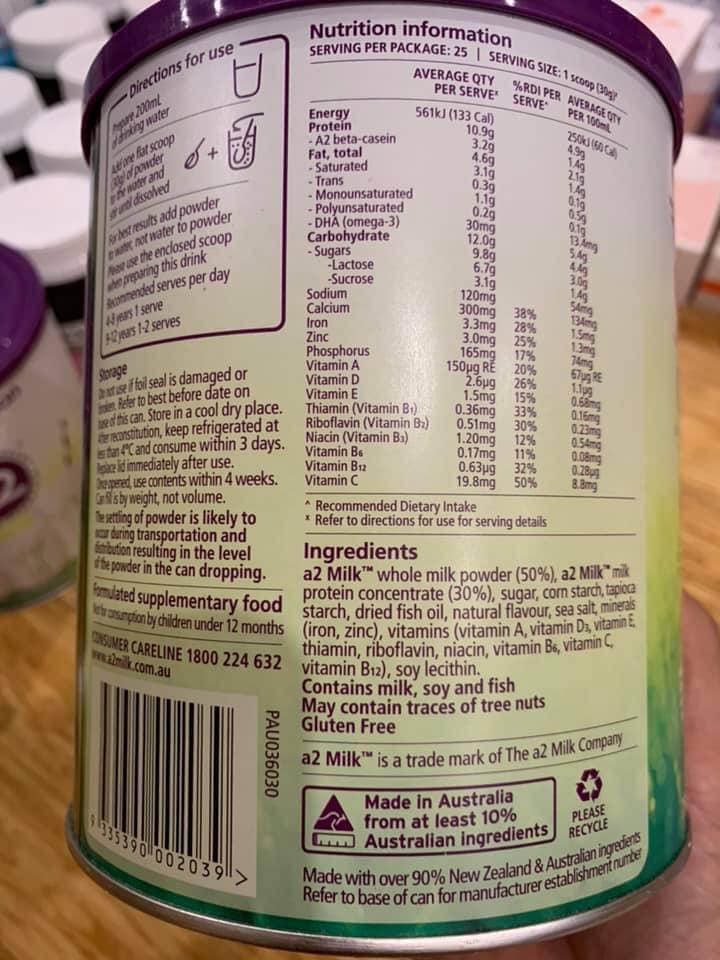 Sữa dinh dưỡng A2 Smart Nutrition 750Gr