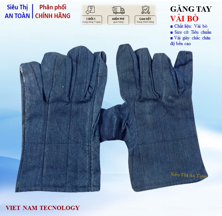 [Combo -10 đôi] Găng tay vải bò, găng tay vải Jean, găng tay lao động - Chất lượng an toàn