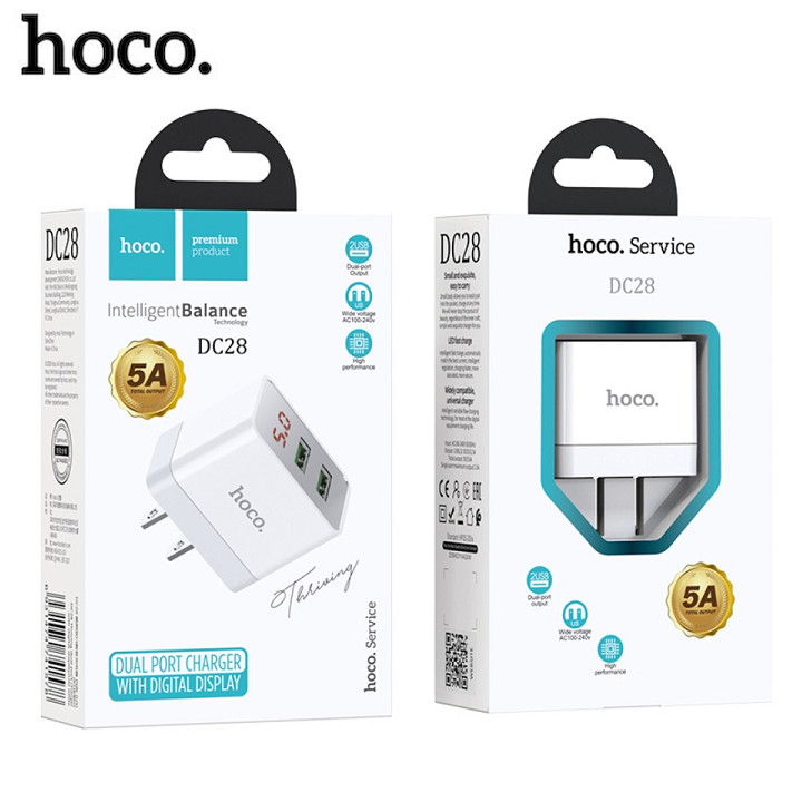 [HCM]Cốc sạc đa năng Hoco DC28 2 cổng usb max 5.0A