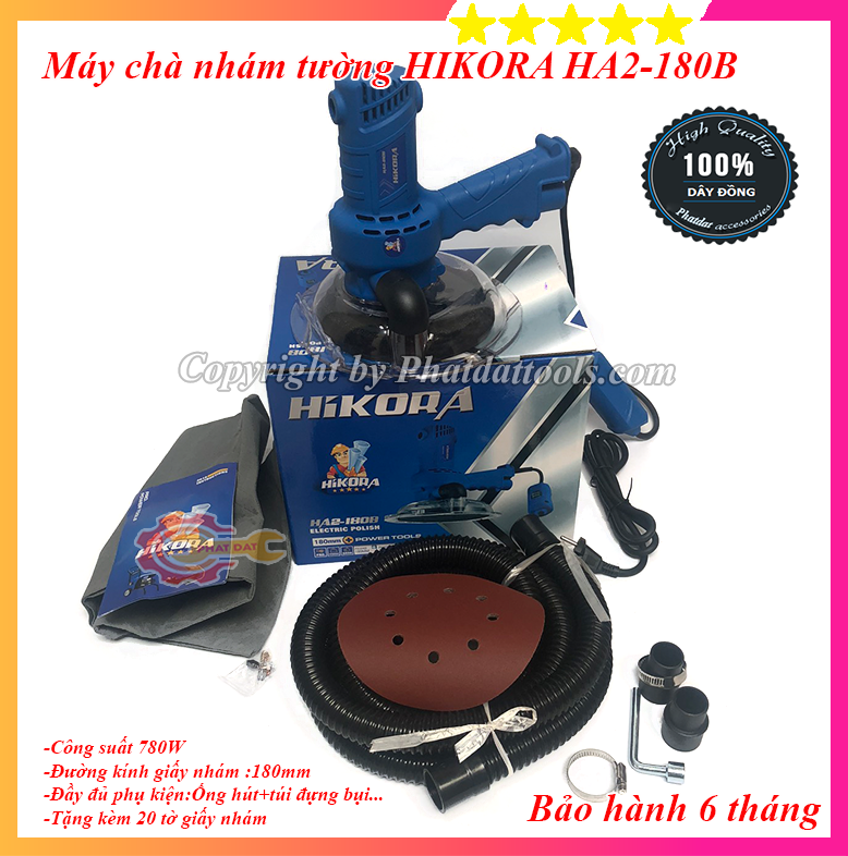 Máy chà nhám tường làm sơn bả hikora ha2-180b - chuyên dụng cho thợ sơn tường - đầy đủ phụ kiện - bảo hành 6 tháng