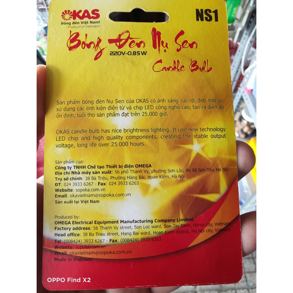 [HCM]Bóng Đèn Led Trái Ớt 1W (Vĩ 2 Bóng) Hiệu Okas