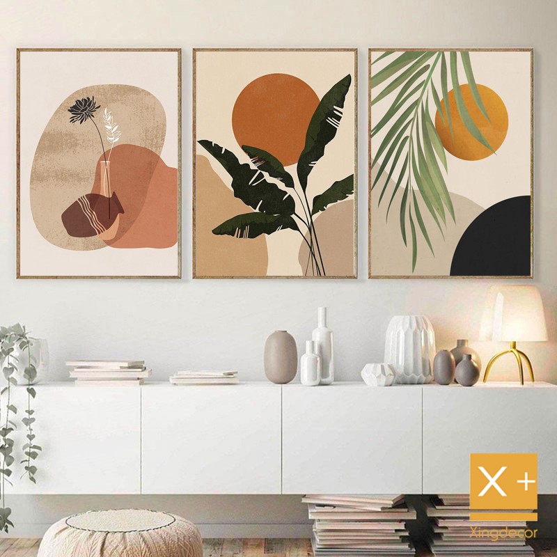 Bộ 3 tranh canvas treo tường hiện đại, tranh treo tường có đinh và móc tặng kèm.