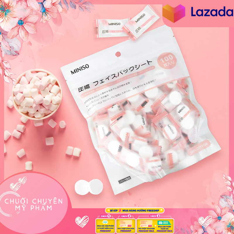 Mặt Nạ Nén Miniso Nhật Bản | Mặt nạ giấy nén Miniso gói 100 viên Nhât Bản - Ceria Cosmetics Store