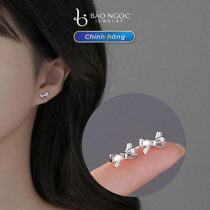 [ VOUCHER LIVESTREAM 30% 10H 15-17/8 ] Bông Tai Bạc Nữ S925 Nơ Nhỏ Điệu Đà, Bông Tai Bạc S925 Trắng Sáng Cao Cấp - B2491 - Bảo Ngọc Jewelry