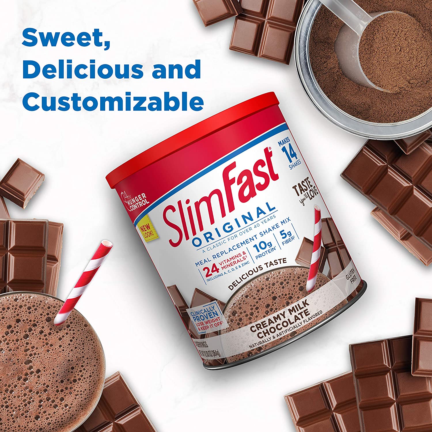 [HCM]Sữa bột Slimfast (vị sô-cô-la) 364grs