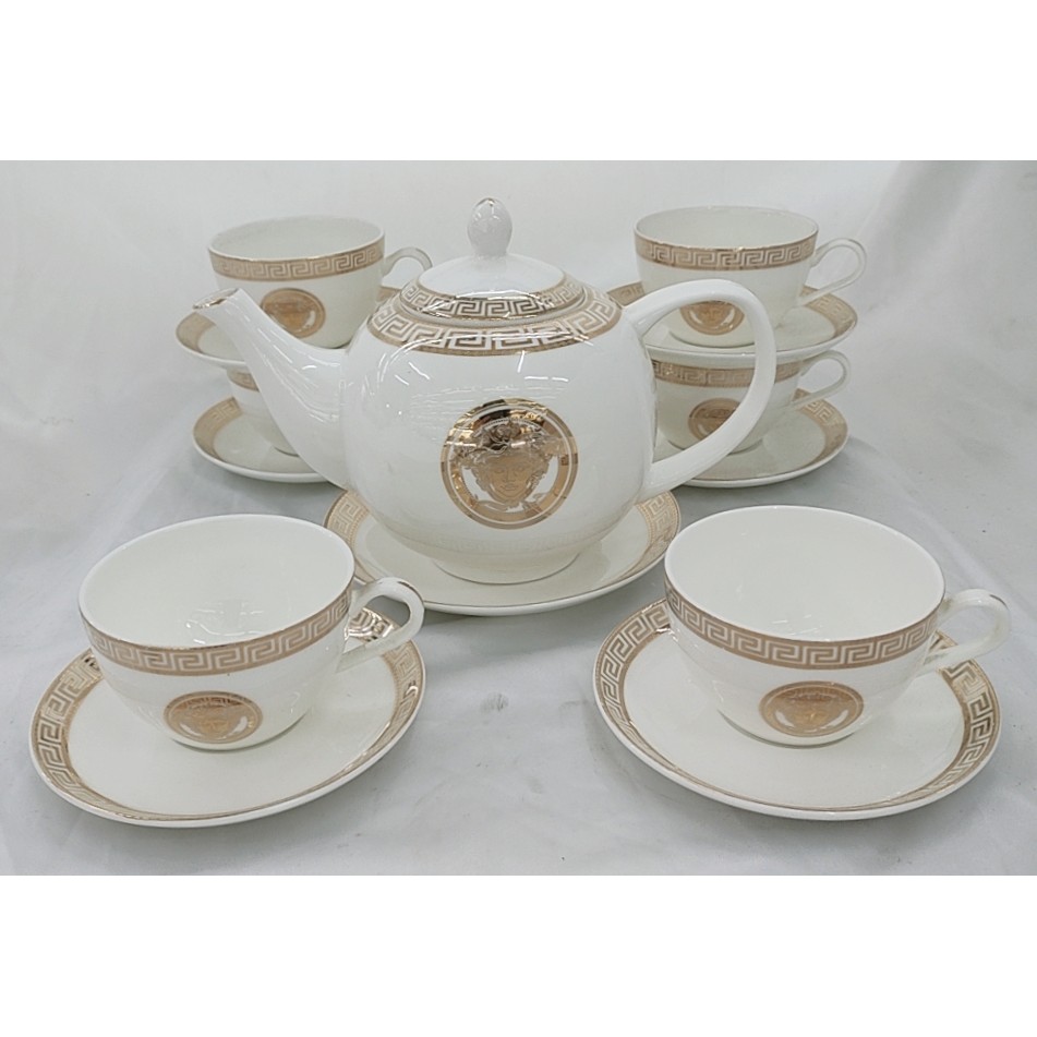 BỘ ẤM CHÉN( BÌNH TRÀ ) SỨ XƯƠNG VERSACE VIỀN VÀNG CAO CẤP