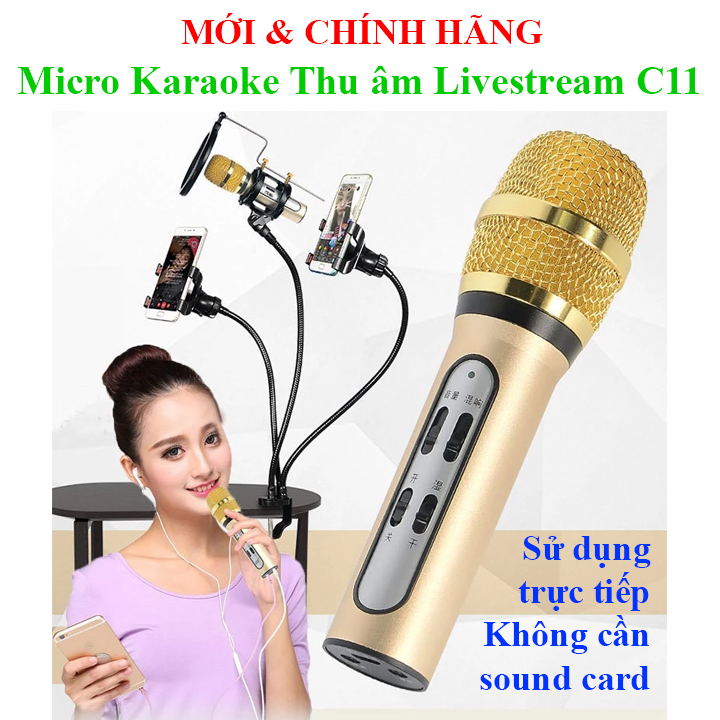 Micro hát Karaoke, Thu âm, Livestream Không cần sound card C11