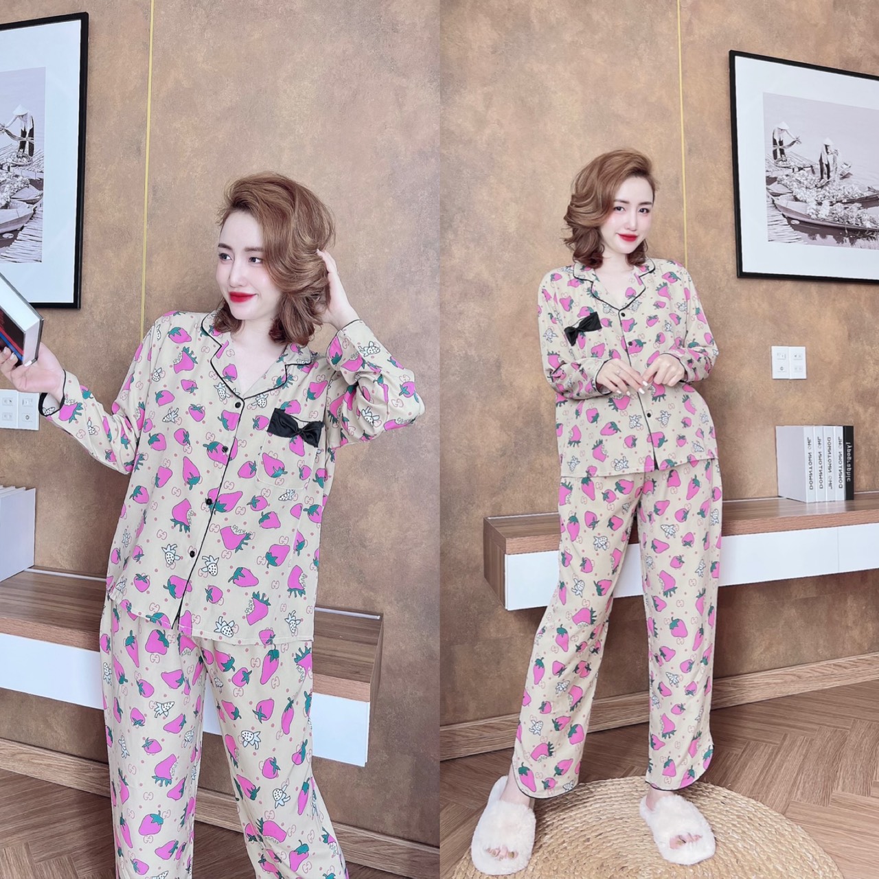 Đồ bộ Lụa Nhật phối ren 3 size 50-100kg bigsize chất mát Y