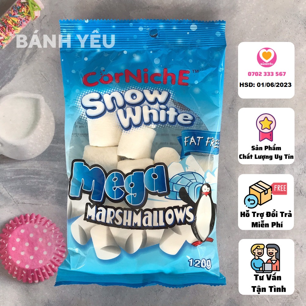 Kẹo xốp Marshmallow trắng Mega 120g