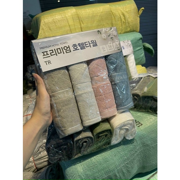 Set 4 khăn gội hàng dư đẹp size 80cm