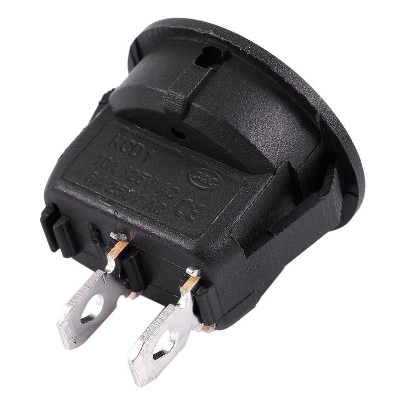5Pcs SPST Black Button On/Off Round Rocker Switch AC 6A/250V 10A/125V