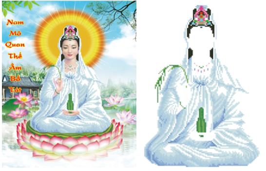 [HCM]Tranh thêu chữ thập Mẹ quan âm ( chưa thêu)-X8032
