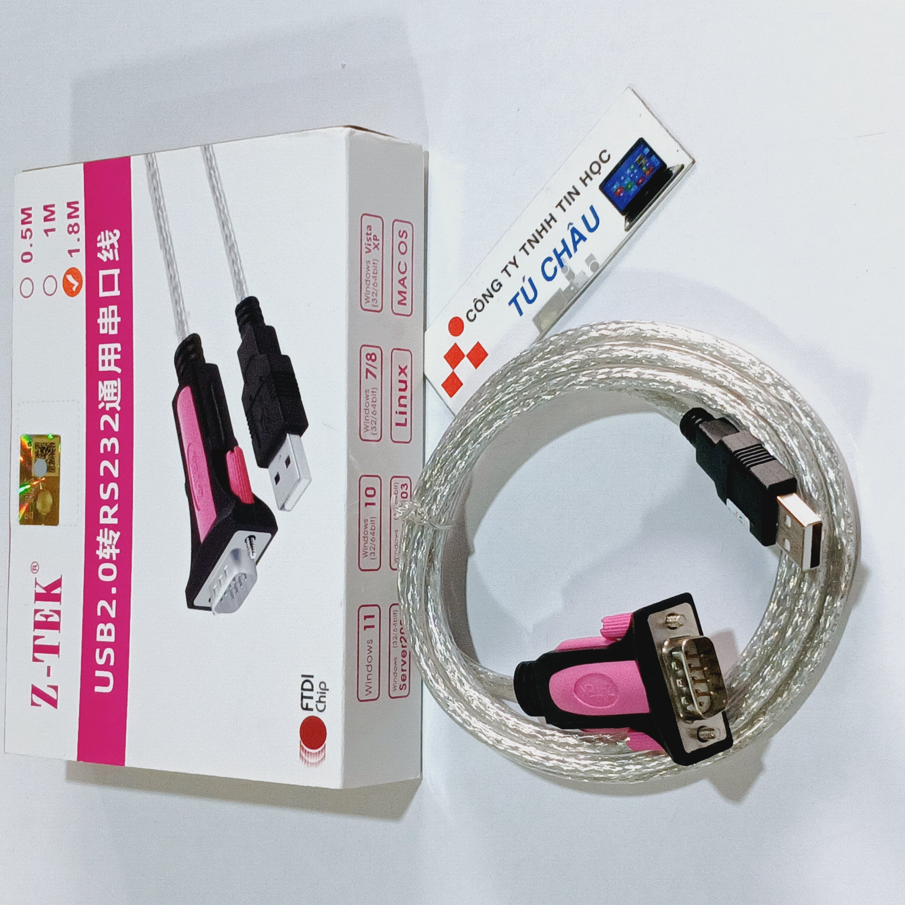 Cáp USB ra Com DB9 - Chuẩn USB 2.0 ra RS232 (Com 9 DB9 Kim đực) / 1.8m