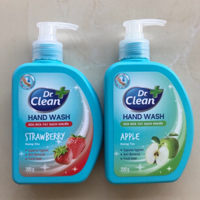 2 nước rửa tay dr.clean 200ml nước rửa tay dr.clean chứa hoạt chất kháng khuẩn, sạch da, hương thơm tươi mát, dễ chịu /lam