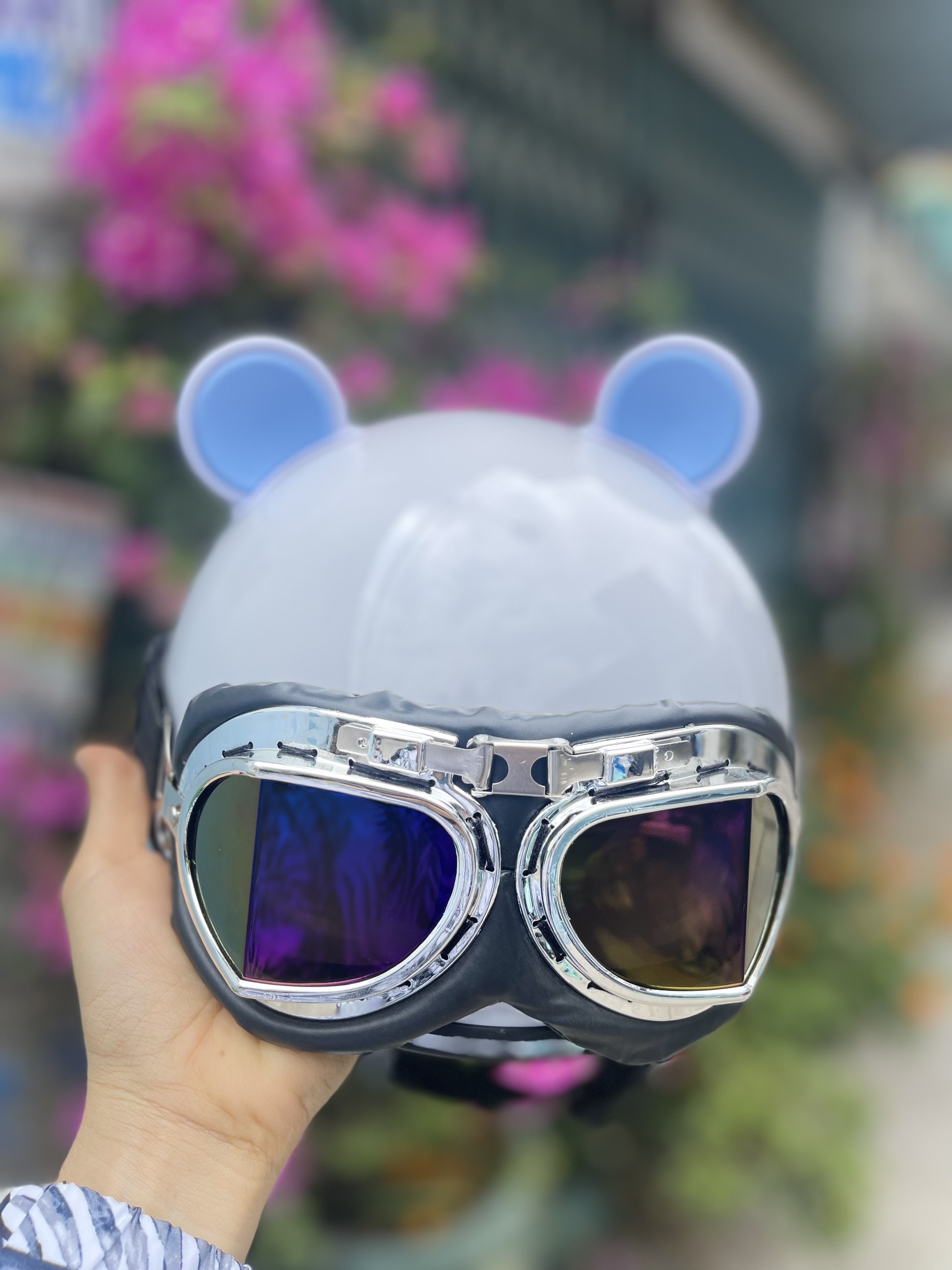 NÓN BẢO HIỂM KÍNH PHI CÔNG KÈM TAI GẤU MICKEY