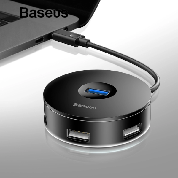 Bảng giá Bộ chuyển đổi Hub Type C Baseus Round Box 4 in 1 USB 3.0 x 1, USB 2.0 x3  cho Laptop Macbook, Suface Phong Vũ