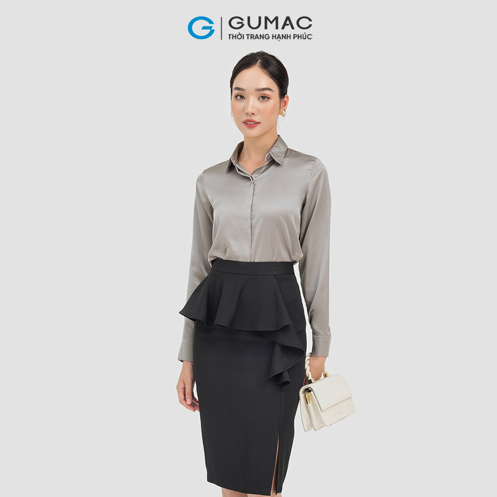 Áo sơ mi nữ GUMAC AC07028 , Áo sơ mi công sở chất liệu Lụa thoáng mát