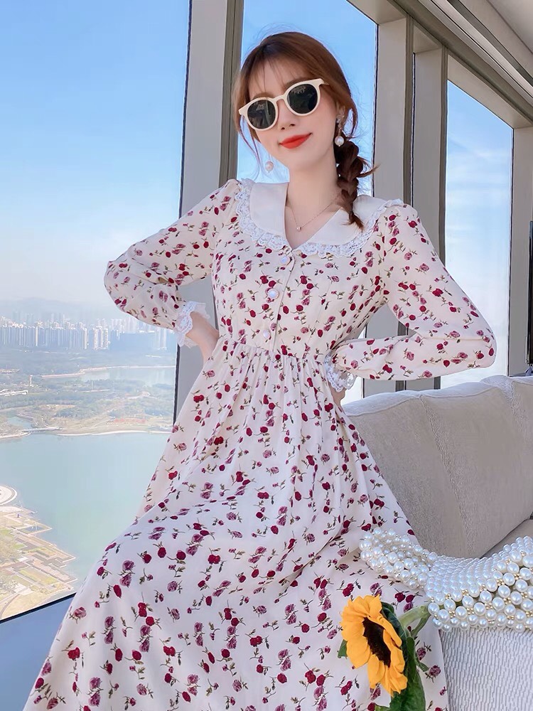 [HCM]Đầm lụa in hoa nhí xinh sắn