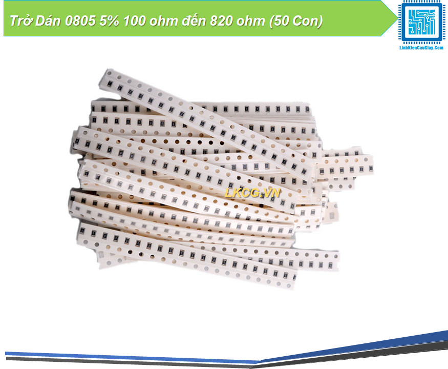 Trở Dán 0805 5% 100 ohm đến 820 ohm (50 Con)