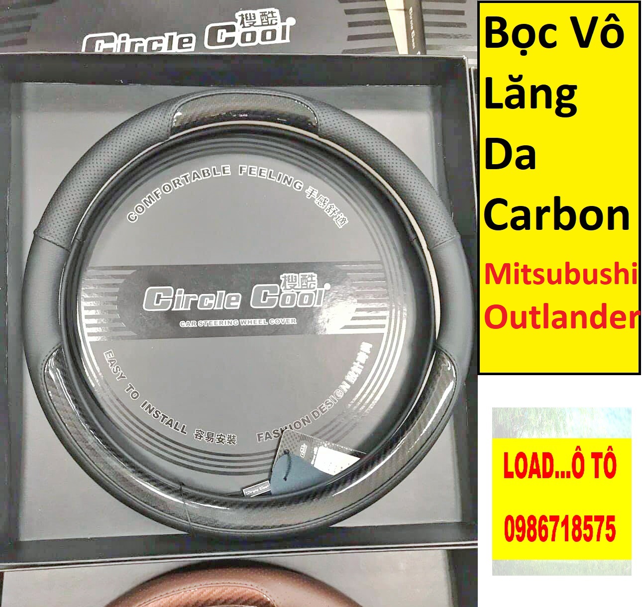 Bọc Vô Lăng Mitsubishi Outlander Vân Carbon cao Cấp