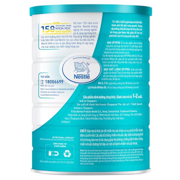 Sữa Nan Optipro 3, 4, 1.6kg, HMO (1-6 tuổi)