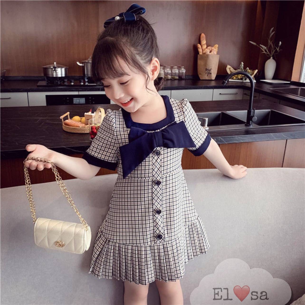 Váy bé gái 🌻 🌻 🌻 VÁY KẺ CA RÔ NƠ CỔ 🌻 🌻 🌻