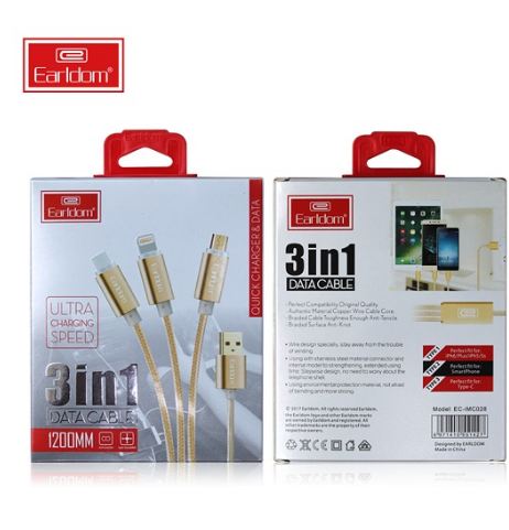 Cáp sạc BỌC DÙ 3IN1 Earldom IMC-028
