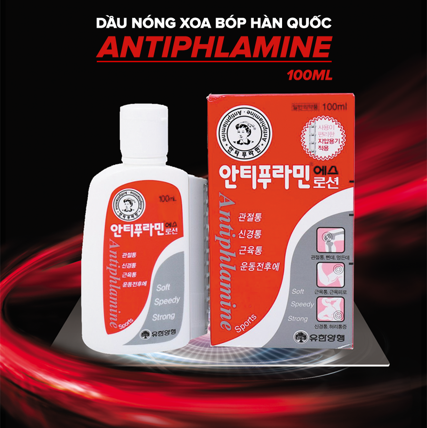 {CHUẨN HÀN] Dầu nóng xoa bóp antiphlamine từ Hàn Quốc 100ml Giảm đau, nhức, nổi mẩn đỏ do côn trùng cắn