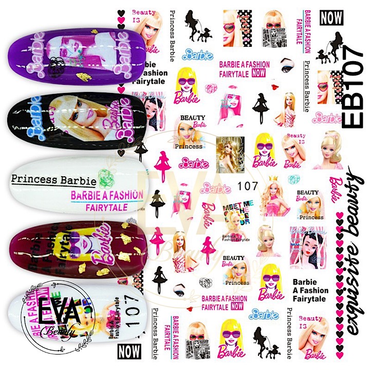 [HCM]Decal Dán Móng Tay 3D Nail Sticker Hoạ Tiết Hoạt Hình Búp Bê Barbie Fashion EB107