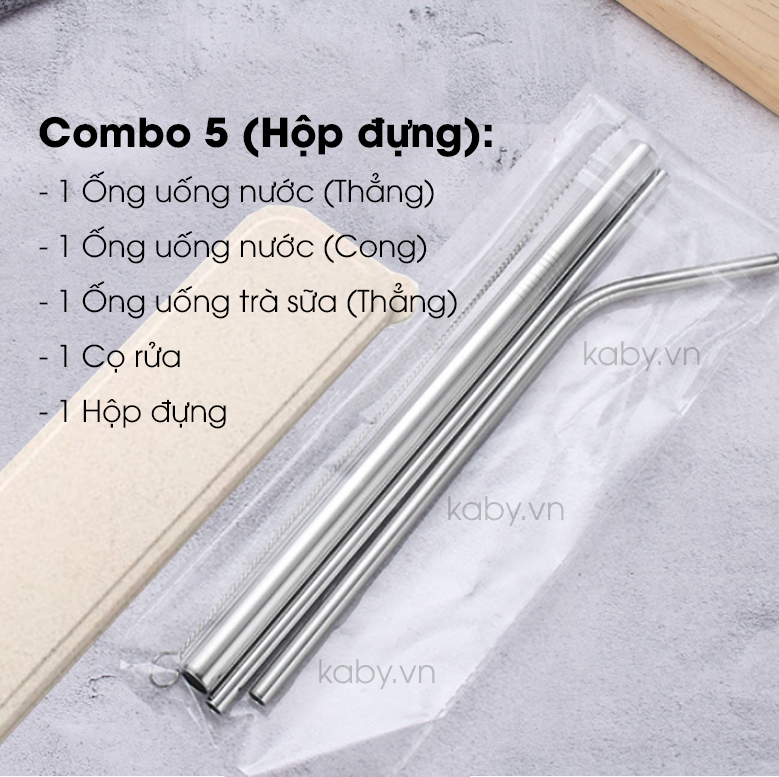 Set Combo Ống Hút Inox 304 Kèm Cọ Rửa