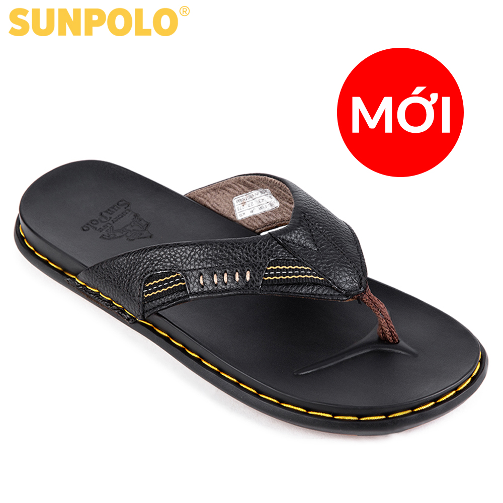 Men leather sandals PUS13N (brown)