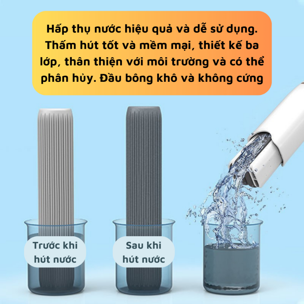 Cây lau kính tự vắt mini gấp gọn, dụng cụ lau vệ sinh bàn bếp, bàn làm việc kính ô tô mút bọt biển siêu thấm hút nước