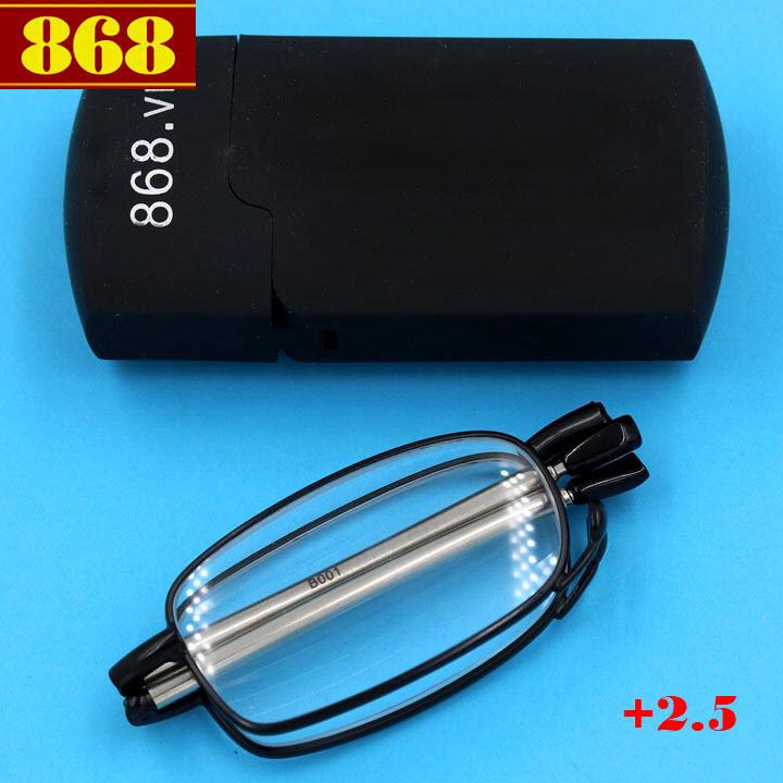 Kính lão gọng xếp 868 màu đen 2.5 độ - Mắt kính lão thị - Kính viễn phù hợp cho nam và nữ