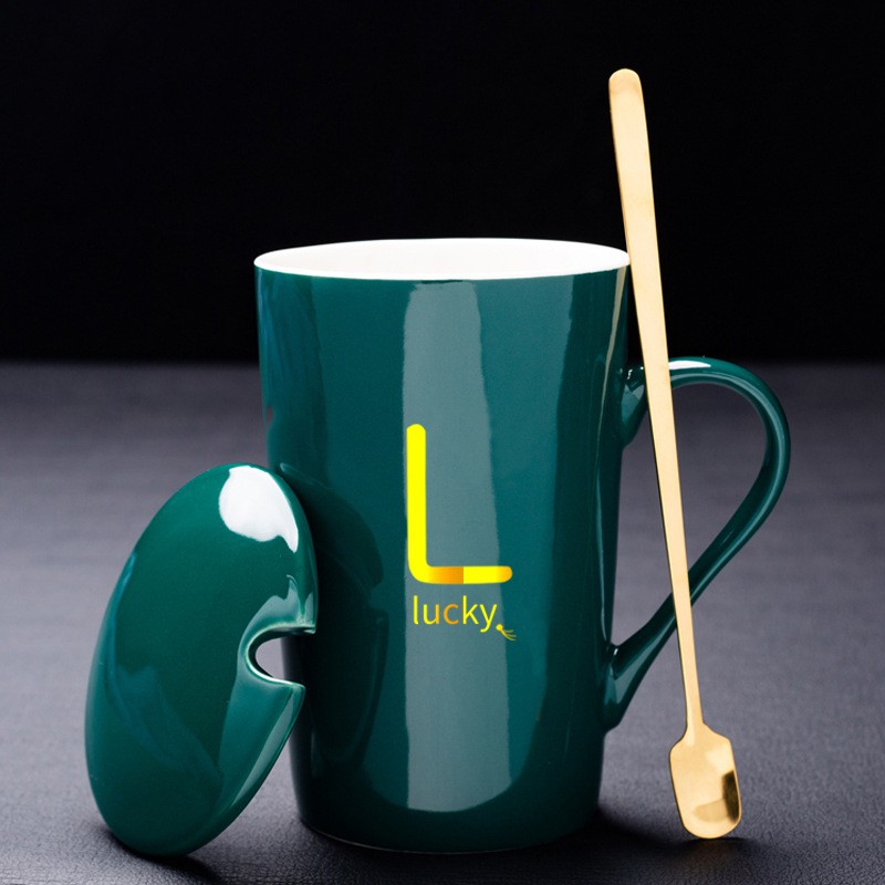 Ly cốc sứ cao cấp có nắp Lucky cực đẹp