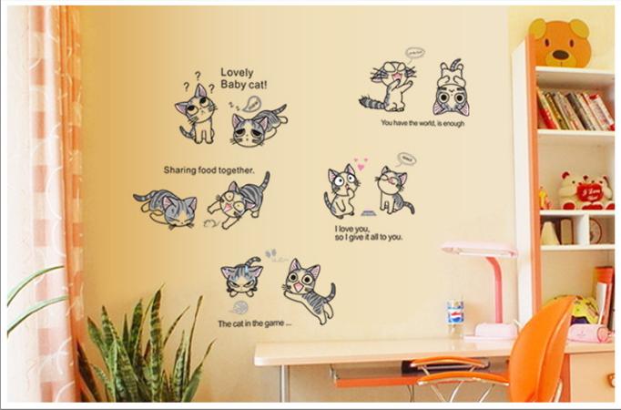 [HCM]Decal trang trí Mèo Quậy tinh nghịch