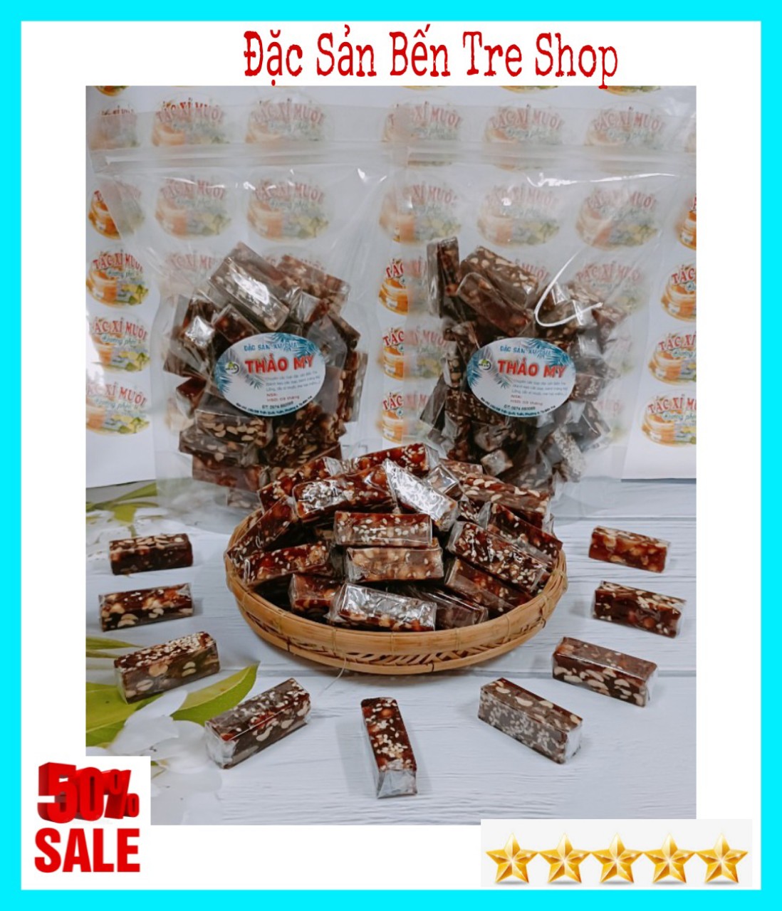 (FREESHIP) 1kg Kẹo chuối gừng cốt dừa Bến Tre