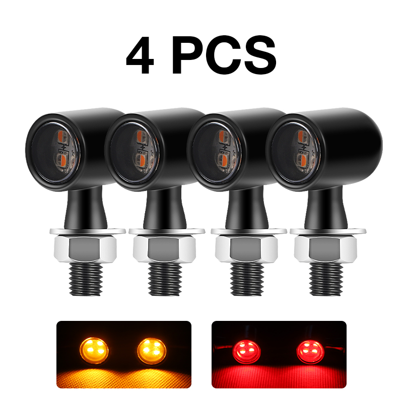 ChromeĐen LED xe máy mini bật đèn tín hiệu phanh dừng tali ánh sáng DRL Đèn hổ phách nhấp nháy tín hiệu đèn chỉ báo blinker