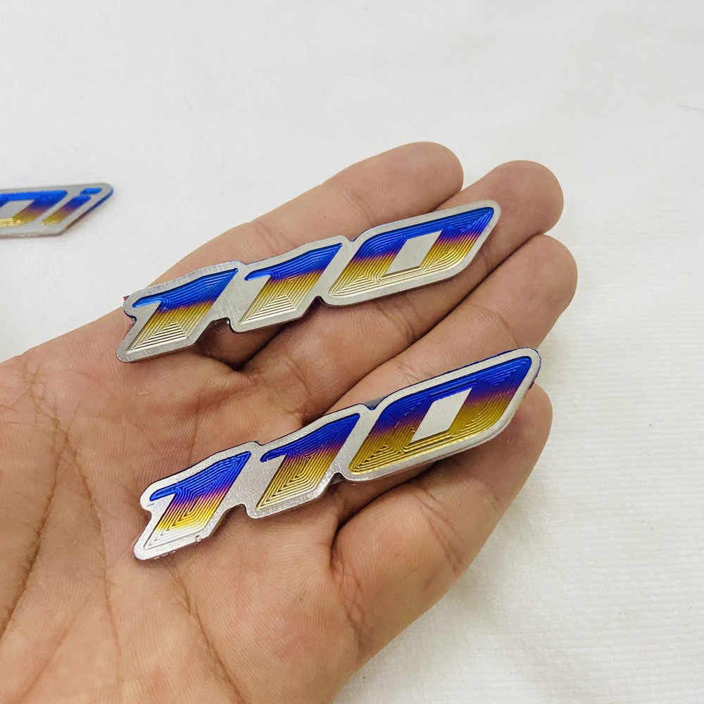 Tem huy hiệulogo chữ số 110 titan trang trí dán xe siêu chắc