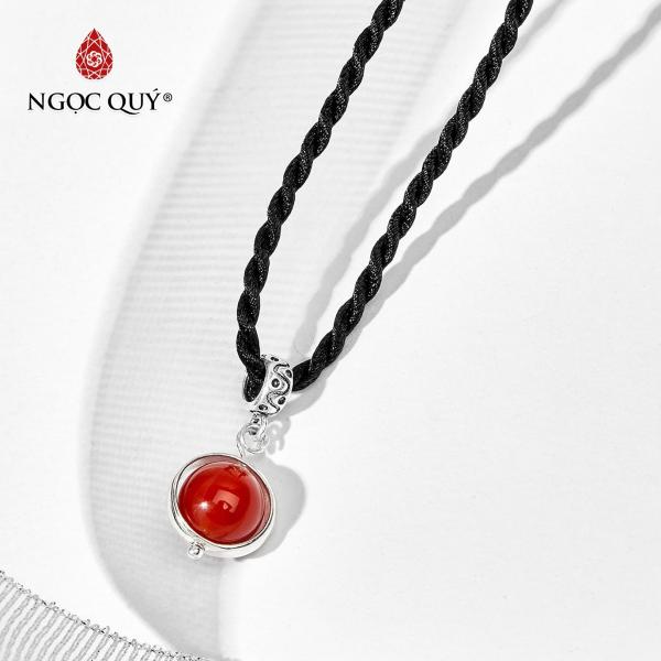 [HCM]Mặt dây chuyền đá mã não đỏ phối bạc mệnh hỏathổ (màu đỏ) - Ngọc Quý Gemstones