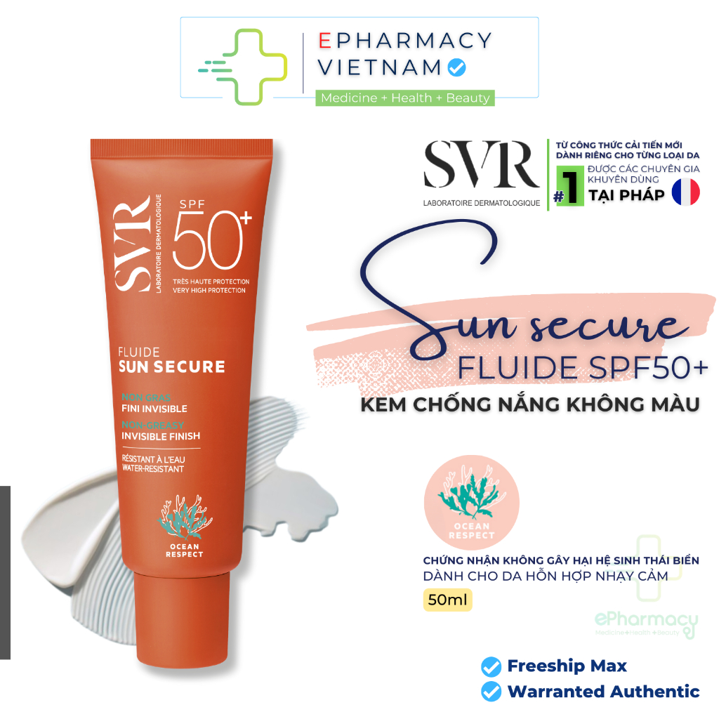 Kem chống nắng dành cho da hỗ hợp nhạy cảm SVR Sun Secure Fluide SPF50+ 50ml