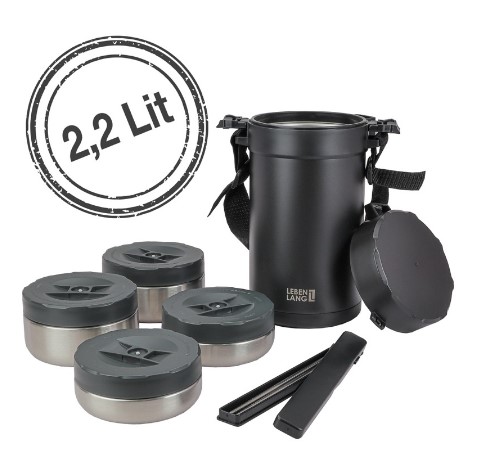 Bộ hộp cơm giữ nhiệt inox dung tích 2.2l - lbt856