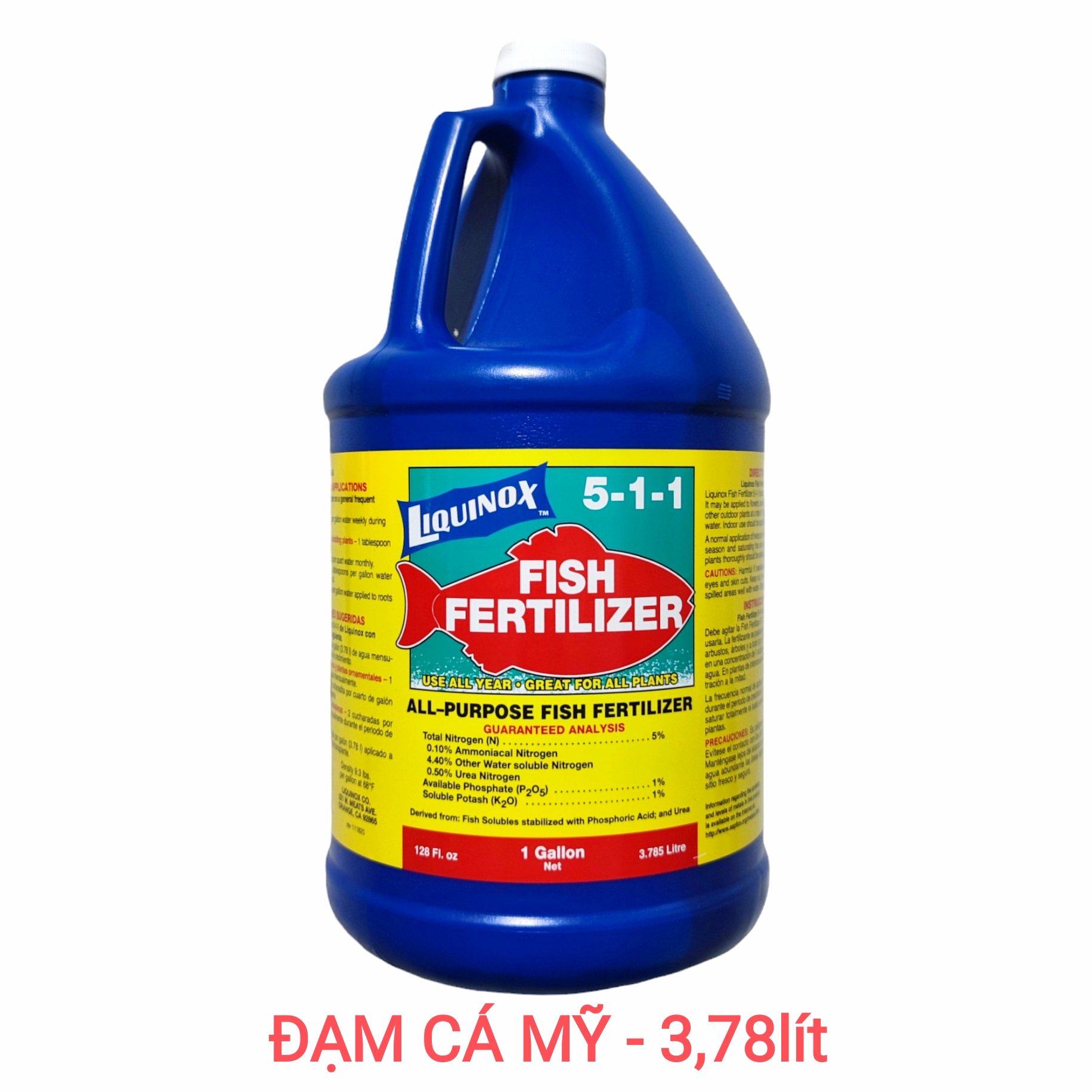 Phân cá hữu cơ Fish Fertilizer 5-1-1 Can 1 gallon hàng Mỹ